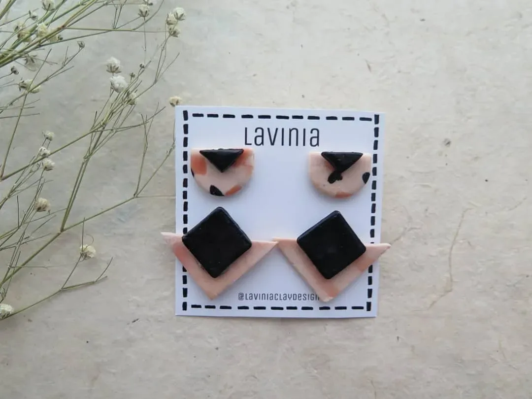 'li Küpe Seti — Lavinia Clay Design el yapımı tasarım