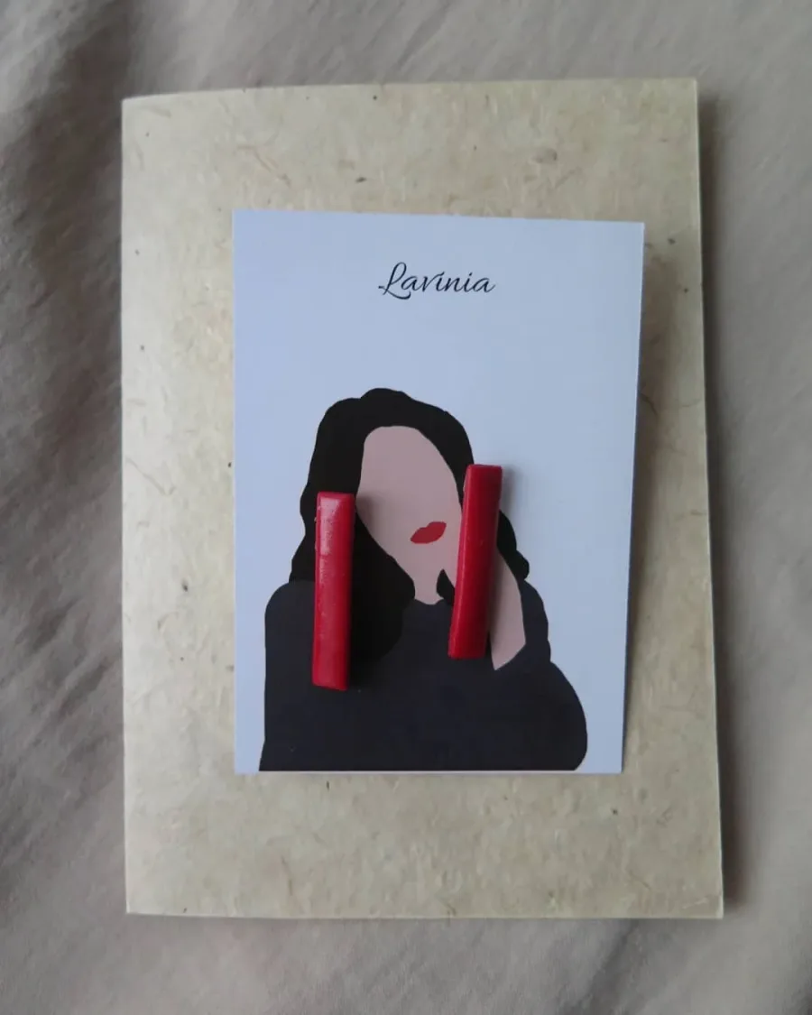 Kırmızı Şerit Küpe — Lavinia Clay Design el yapımı tasarım