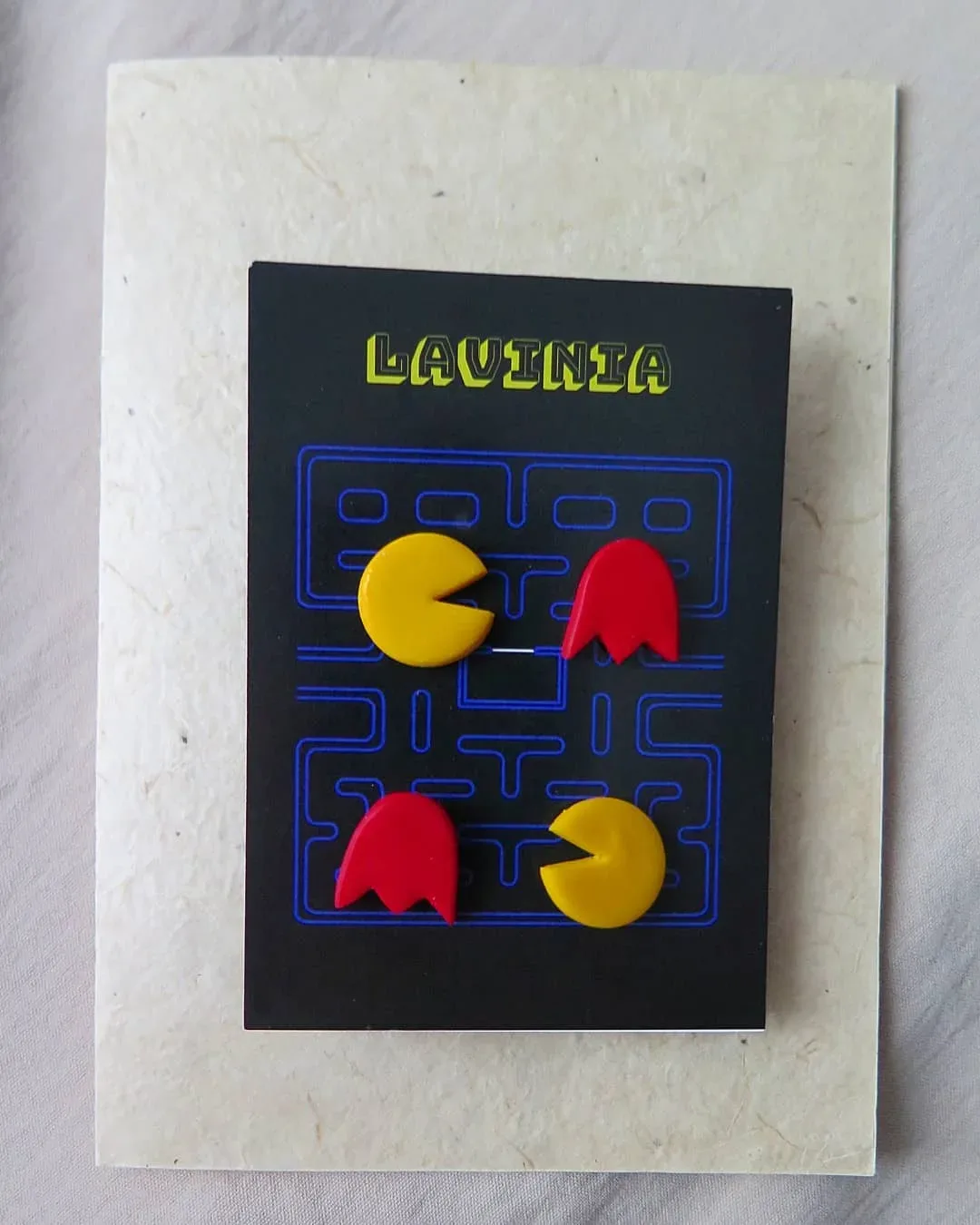 Pac-Man Figürlü Küpe Takımı — Lavinia Clay Design el yapımı tasarım
