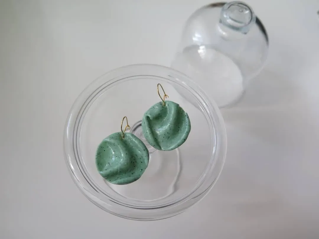 Doğal Taş Desenli Küpe Çifti — Lavinia Clay Design el yapımı tasarım