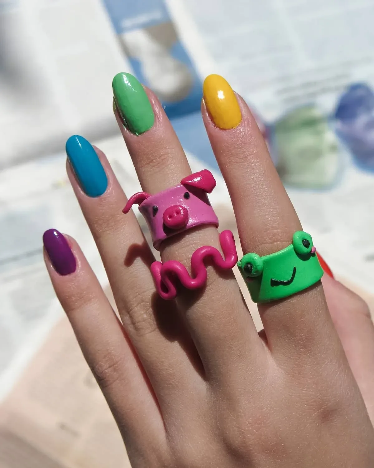 Rengarenk Clay Ring'ler — Lavinia Clay Design el yapımı tasarım